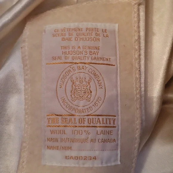Hudson Bay Cream Wool Coat Size Large - Picture 6 of 6